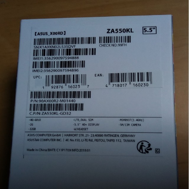 完全限定販売 ZenFone Live (L1) ZA550KL ゴールド SIMフリー