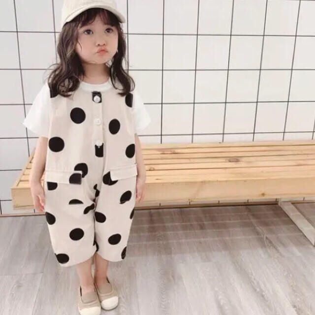 ドット　オールインワン キッズ/ベビー/マタニティのキッズ服女の子用(90cm~)(ワンピース)の商品写真