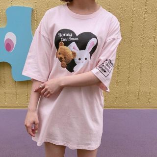 HONEY CINNAMON ドリッピングアイスシナモンTシャツ ピンク