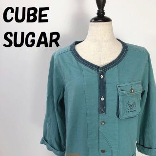 キューブシュガー(CUBE SUGAR)の【人気】キューブシュガー 長袖ワンピース ミリタリー ポケット M レディース(ミニワンピース)