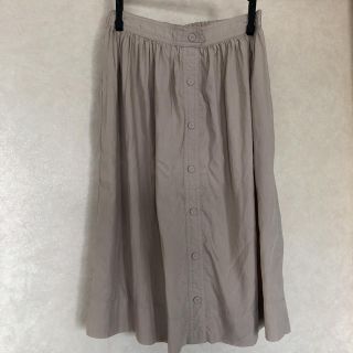 ザラ(ZARA)のZARA ひざ丈スカート　ベージュ ウエストゴム　XS(ひざ丈スカート)