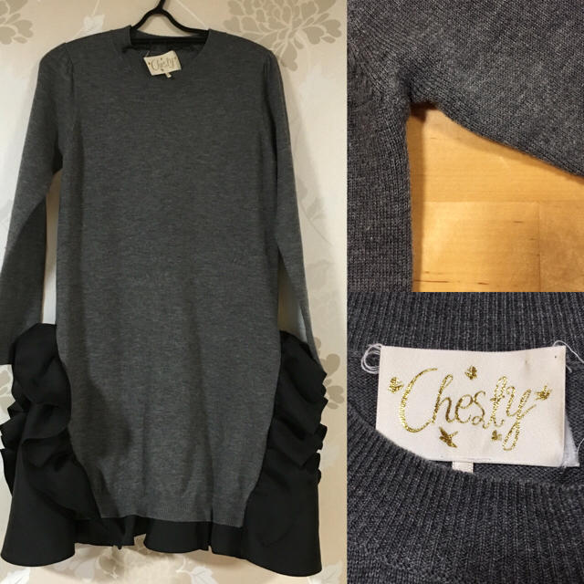 Chesty(チェスティ)のchestyフリルニットワンピース♡ レディースのワンピース(ひざ丈ワンピース)の商品写真