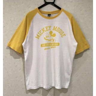 ディズニー(Disney)の＊ ディズニー ミッキー プリント ラグラン 半袖 Tシャツ 大きいサイズ LL(Tシャツ/カットソー(半袖/袖なし))