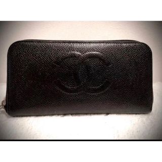 シャネル(CHANEL)のCHANELキャビアスキン　ラウンドファスナー　長財布(財布)