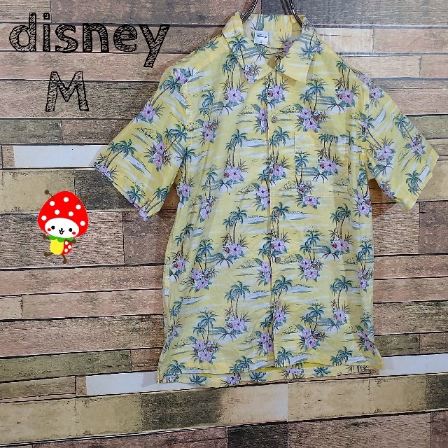 Disney(ディズニー)の【夏物 良柄】ディズニー ミッキー アロハシャツ 黄色 M メンズのトップス(シャツ)の商品写真