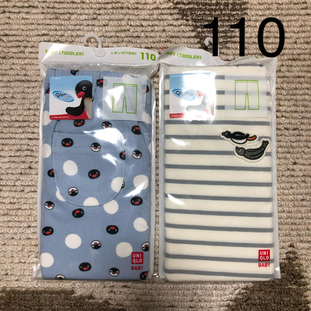 UNIQLO(ユニクロ)の新品　ユニクロ　レギンス　7分丈　ピングー　110   2点 キッズ/ベビー/マタニティのキッズ服男の子用(90cm~)(パンツ/スパッツ)の商品写真