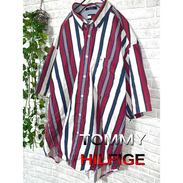 TOMMY HILFIGER(トミーヒルフィガー)のTOMMY HILFIGER   ストライプ柄シャツ　XL メンズのトップス(シャツ)の商品写真