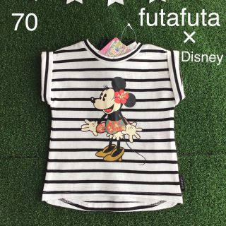 フタフタ(futafuta)の【70】ミニーちゃん フタフタ ボーダー 後ろリボン カットソー Tシャツ(Ｔシャツ)