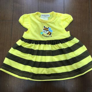 新品タグ付 ハチ ワンピース ボーダー 女の子 90(ワンピース)