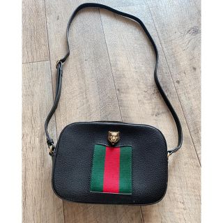 グッチ(Gucci)のGUCCI ショルダーバッグ 花柄 黒(クラッチバッグ)