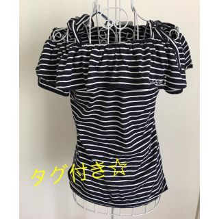 シマムラ(しまむら)のタグ付き☆女の子Ank Ank ボーダーオフショルTシャツ　160(Tシャツ/カットソー)