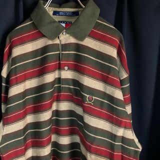 トミーヒルフィガー(TOMMY HILFIGER)のTOMMY HILFIGER 90s 古着 刺繍ロゴ ボーダー ポロシャツ(シャツ)