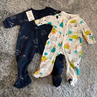 【新品未使用】新生児用　男の子用　ロンパース2枚セット(ロンパース)