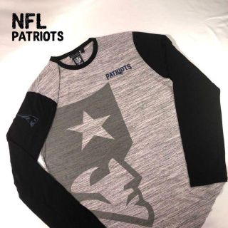 NFL PATRIOTS ビッグプリント ロングT グレー ブラック(Tシャツ/カットソー(七分/長袖))