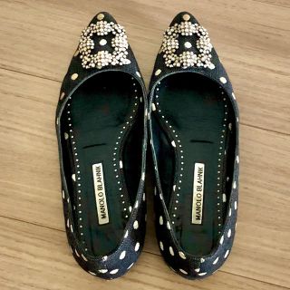 マノロブラニク(MANOLO BLAHNIK)のマノロブラニク  デニム　ハンギシフラット　38(ハイヒール/パンプス)