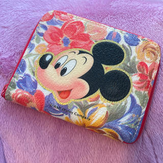 ディズニー(Disney)の新品 ミッキー ミニ財布 レトロ 花柄(財布)