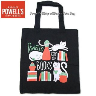 入手難USA ポートランド発 Powell's Books トートバック 猫&本(トートバッグ)