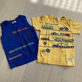 サンカンシオン(3can4on)のイエロー　ブルー　電車Tシャツ2枚組(Tシャツ/カットソー)