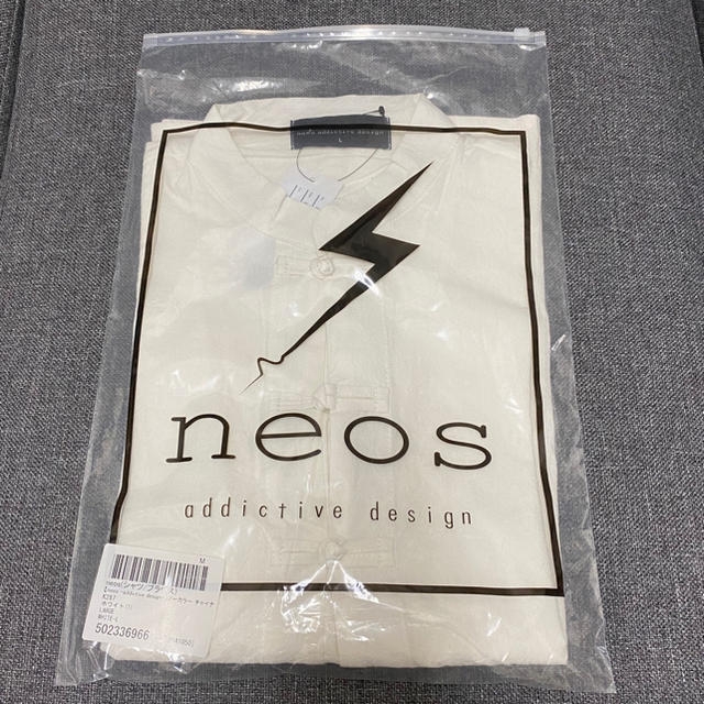 neos ノーカラーチャイナシャツ　ホワイト メンズのトップス(シャツ)の商品写真