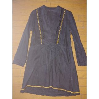 ザラ(ZARA)のZARAザラ長袖チュニック　S　黒　麻(チュニック)