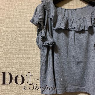 ドットアンドストライプスチャイルドウーマン(Dot&Stripes CHILDWOMAN)の【美品】Dot and Stripes CHILD WOMAN フリルカットソー(Tシャツ(半袖/袖なし))