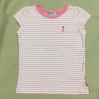 ミキハウス(mikihouse)のミキハウス リーナちゃん 半袖Tシャツ 110 ピンク色 ストライプ 女の子 (Tシャツ/カットソー)
