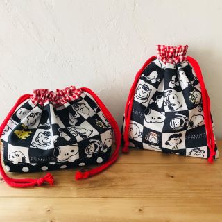 スヌーピー(SNOOPY)の《handmade》お弁当袋　巾着袋セット(外出用品)