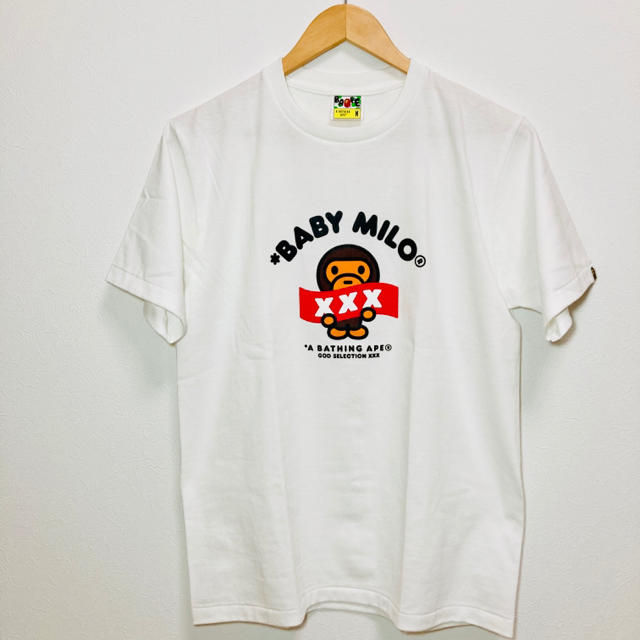 BAPE X GOD SELECTION XXX BABY MILO T 白M お買い得モデル 12025円