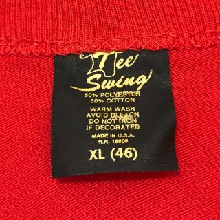 ヘインズ(Hanes)のデッドストック！ 80's Tee Swing 無地T USA製 XL レッド(Tシャツ/カットソー(半袖/袖なし))