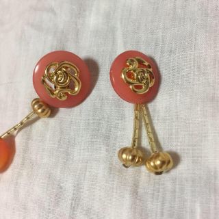 フラワー(flower)の限定値下 vintage parts accessory ピンク 花 薔薇(ピアス)