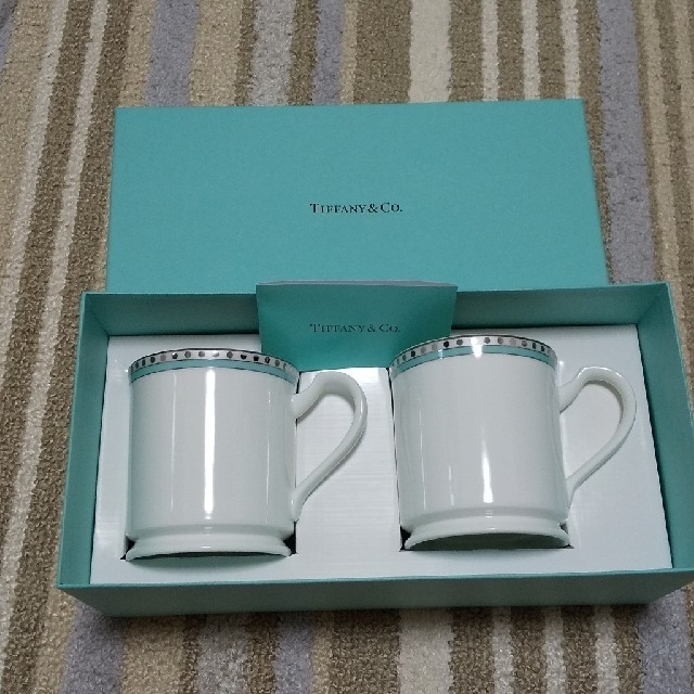 Tiffany ティファニー プラチナブルーバンド マグカップ  マグ  セット