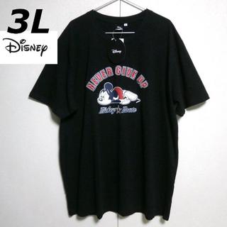 ディズニー(Disney)のDISNEY　新品　３Ｌ　ミッキーマウス　半袖　黒　Ｔシャツ　刺繍(Tシャツ/カットソー(半袖/袖なし))