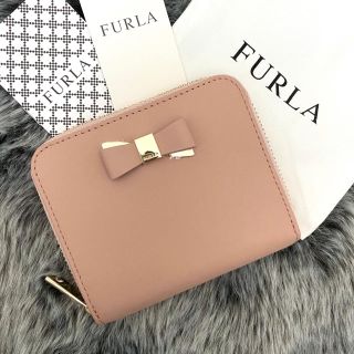 フルラ(Furla)の新品☆FURLA(フルラ)ピンクベージュ リボン付き レザー 折り財布(財布)