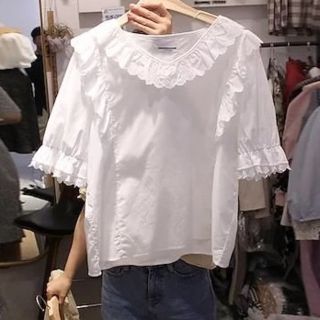 ザラ(ZARA)のフリル レースブラウス(シャツ/ブラウス(半袖/袖なし))