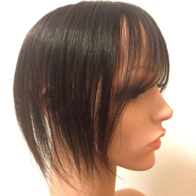 高級人毛100%】前髪付き引き抜き総手植え薄毛白髪隠しヘアピース暗め