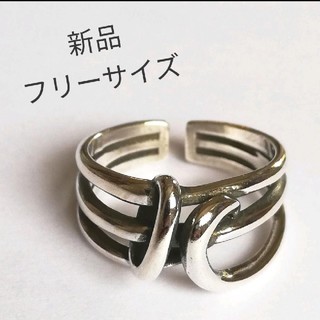 新品 硬結びリング フリーサイズ サムリング レディース メンズ 韓国 指輪(リング(指輪))