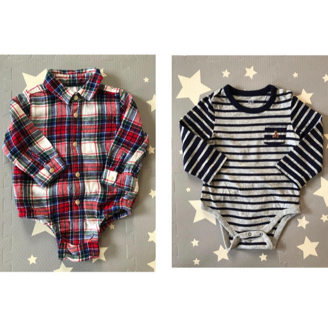 GAP(ギャップ)のbabyGAP ロンパース カバーオール ネルシャツ　80 〜 90 キッズ/ベビー/マタニティのベビー服(~85cm)(カバーオール)の商品写真