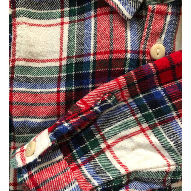 GAP(ギャップ)のbabyGAP ロンパース カバーオール ネルシャツ　80 〜 90 キッズ/ベビー/マタニティのベビー服(~85cm)(カバーオール)の商品写真