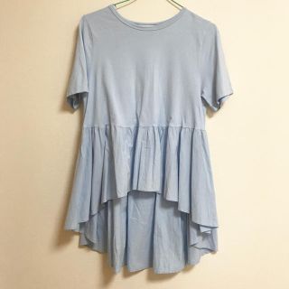 ザラ(ZARA)のZARA 綺麗な空色 Tシャツ フリル(Tシャツ(半袖/袖なし))