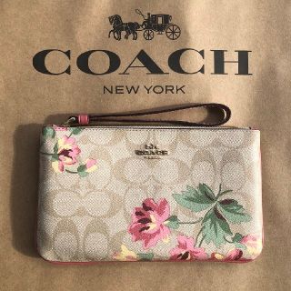 コーチ(COACH)の【コーチ】シグネチャー×花柄 ポーチ リスレット(ポーチ)