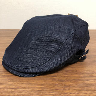 132.キャスケット ハンチング 帽子 デニム　ネイビー(ハンチング/ベレー帽)