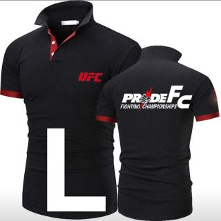 【先行販売！期間限定】UFC×PRIDE ダブルネーム　ポロシャツ　黒　ブラック(ポロシャツ)