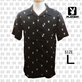 プレイボーイ(PLAYBOY)の新品　Ｌ　PLAYBOY　アロハシャツ　半袖　ブラック　プレイボーイ(シャツ)