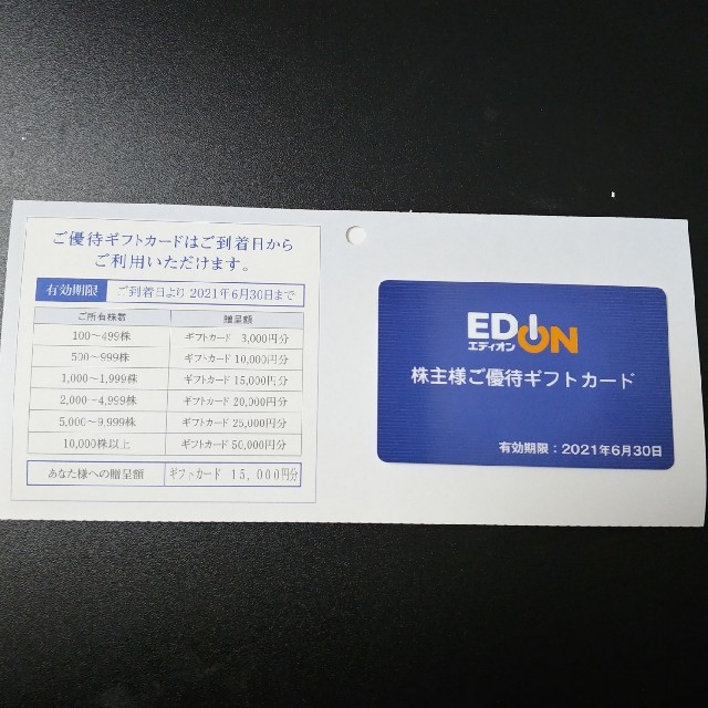 最新 エディオン 株主優待 20000円分