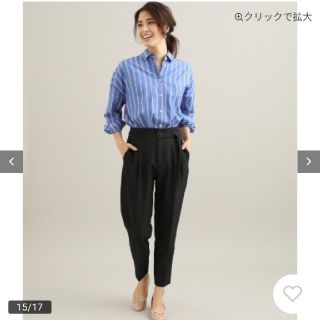 ヴィス(ViS)のViS ベルト付きテーパードパンツ　EASY CARE　黒(クロップドパンツ)