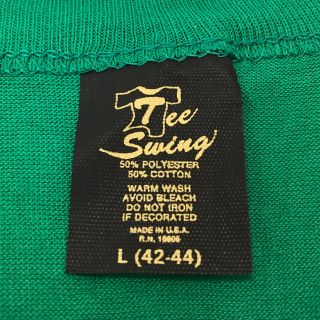 ヘインズ(Hanes)のデッドストック！ 80's Tee Swing 無地T USA製 L グリーン(Tシャツ/カットソー(半袖/袖なし))