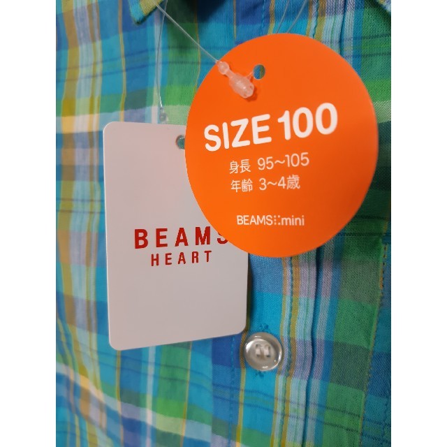 BEAMS(ビームス)の新品【BEAMS】チェックシャツ　100サイズ キッズ/ベビー/マタニティのキッズ服男の子用(90cm~)(Tシャツ/カットソー)の商品写真