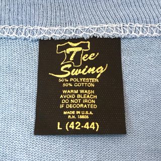 ヘインズ(Hanes)のデッドストック！80's Tee Swing 無地T USA製 L ライトブルー(Tシャツ/カットソー(半袖/袖なし))