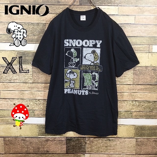 SNOOPY(スヌーピー)の【レア】スヌーピー 黒 Tシャツ XL PEANUTS peanuts メンズのトップス(Tシャツ/カットソー(半袖/袖なし))の商品写真