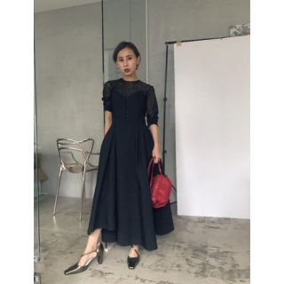 アメリヴィンテージ(Ameri VINTAGE)の DOT SHEER  FLARE DRESS(ロングワンピース/マキシワンピース)